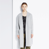 Back stripe patched long cardigan